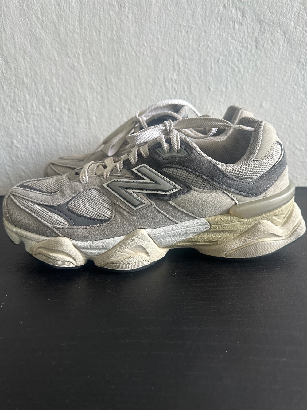 New Balance 9060, specifically in the "Rain Cloud / Castlerock" colorway. Unisex